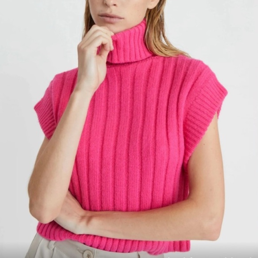 Deluc Hot Pink Turtleneck Sweater